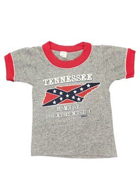 Tennessee Home of Country Music Kids T-Shirt XS Vintage Rebel Confederate Flag